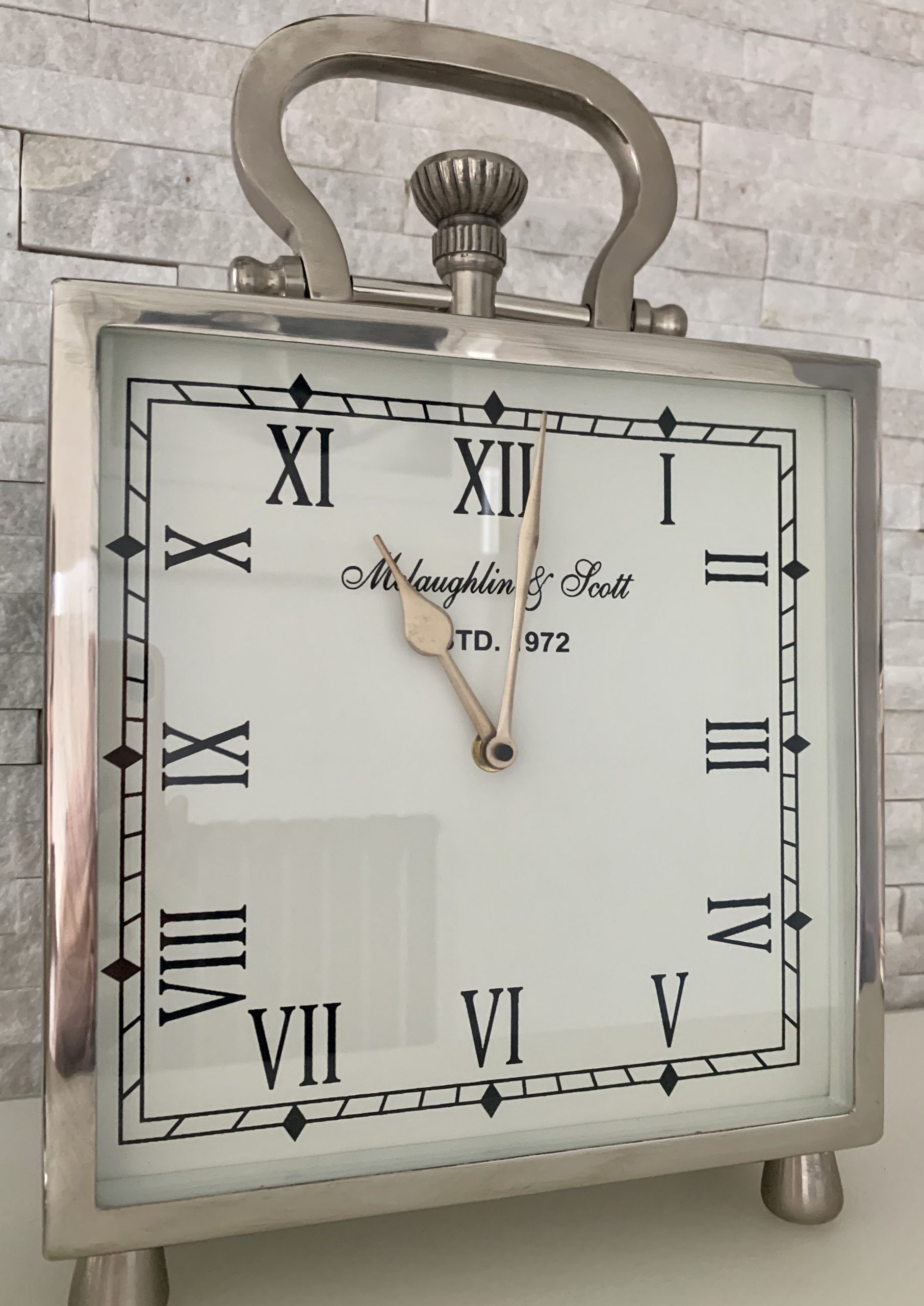 Silver Mantel Carriage Clock Little Feathered Nest