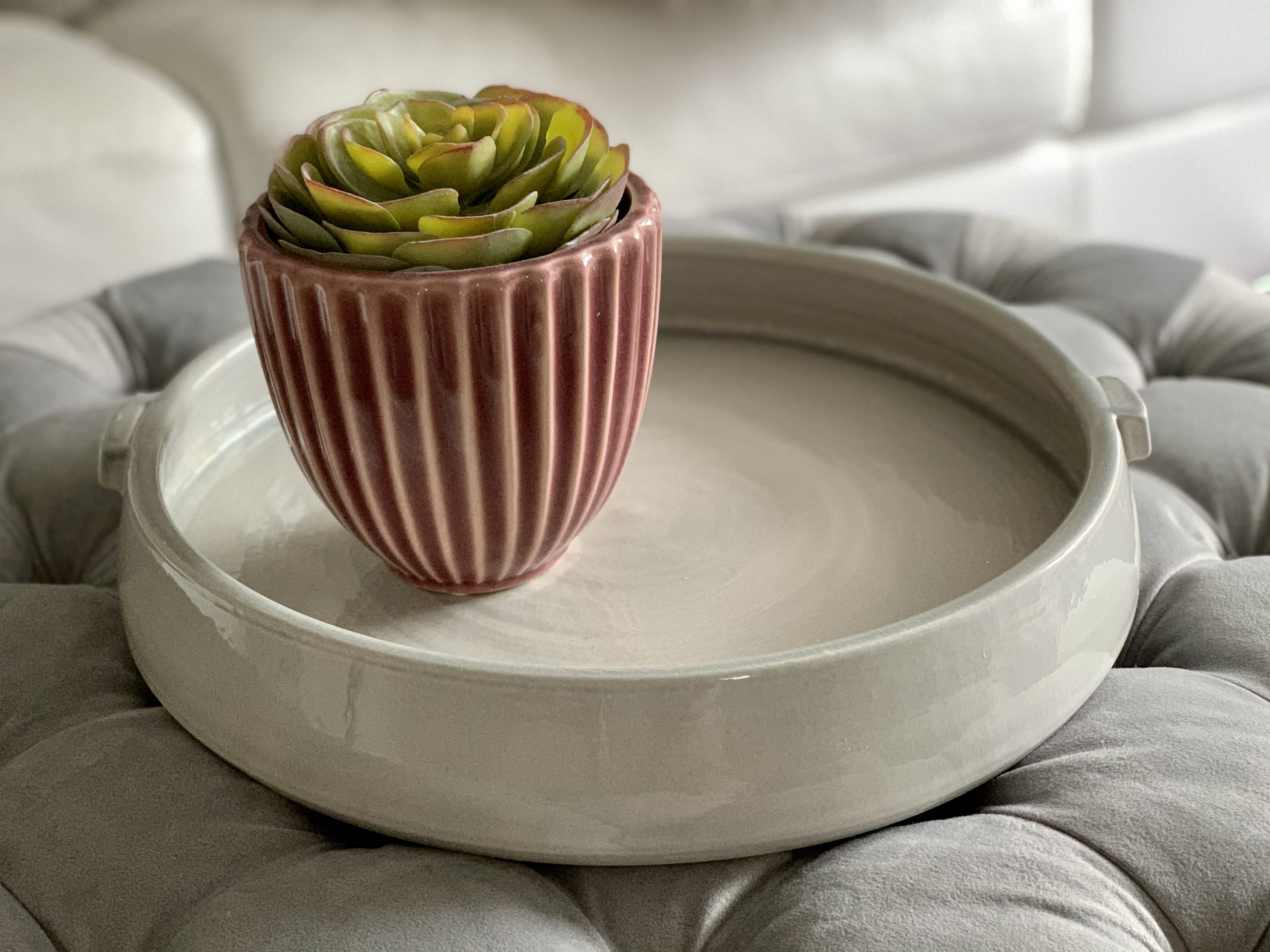 Long shop ceramic tray